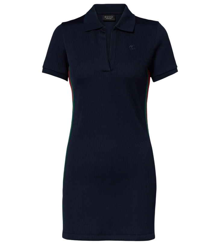 Photo: Gucci Web Stripe ribbed-knit jersey polo dress