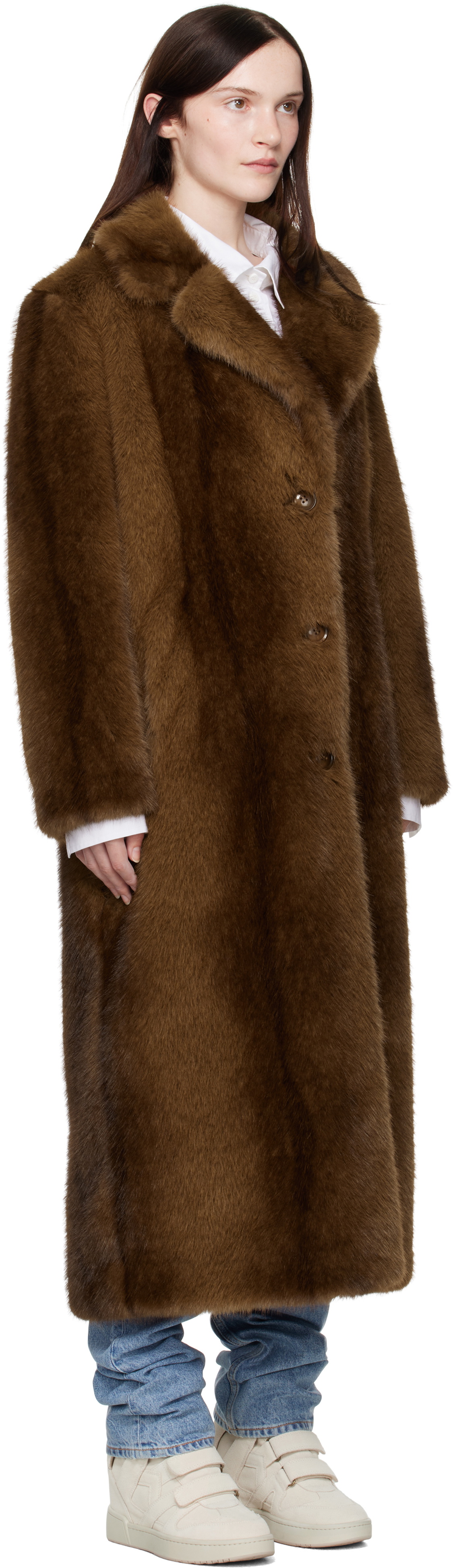 Stand Studio Brown Nora Faux-Fur Coat Stand Studio