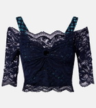 Rabanne Trompe l'œil lace and velvet crop top
