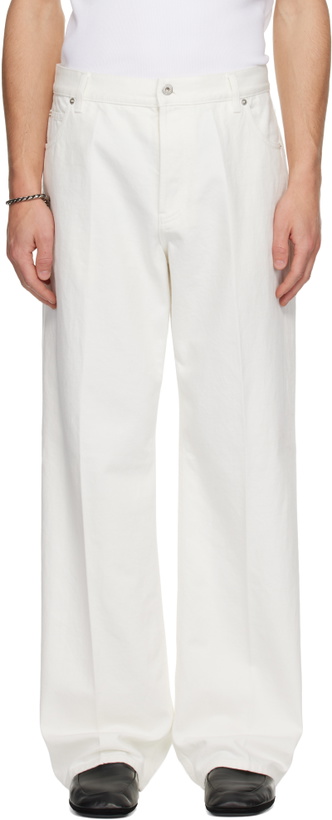 Photo: Ferragamo White Five Pocket Jeans