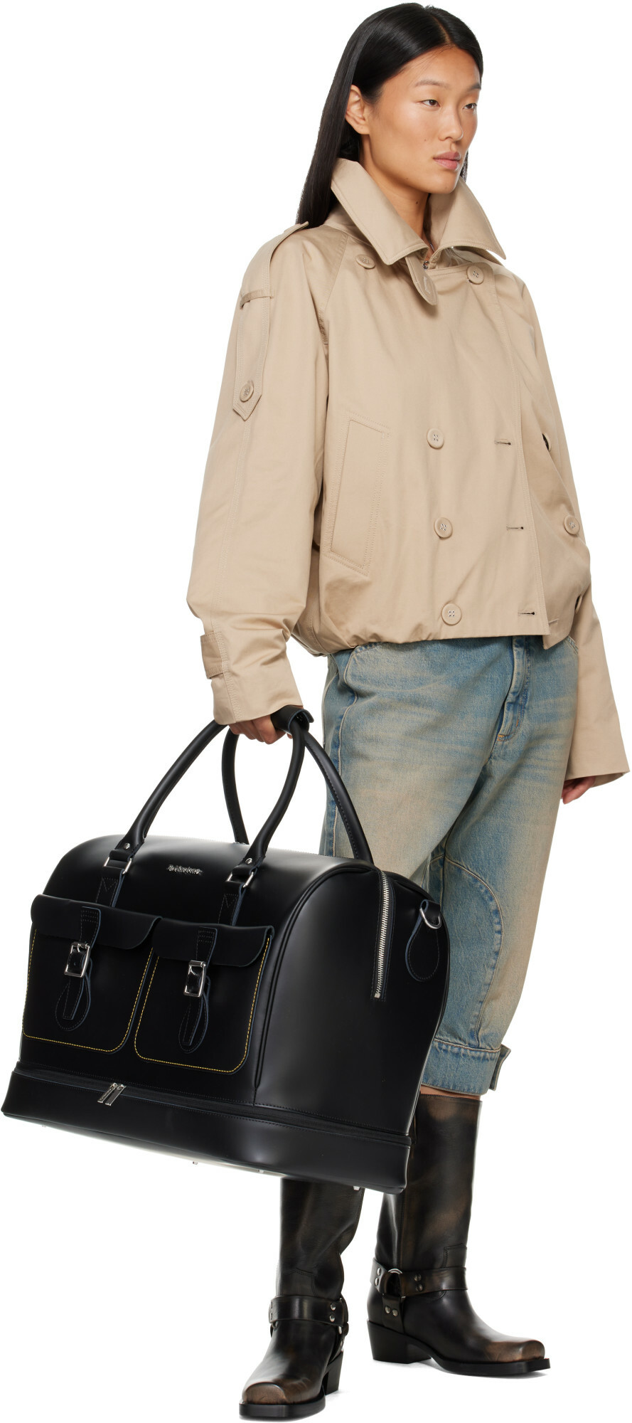 Dr. Martens Black Smooth Leather Weekender Bag