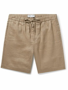 Frescobol Carioca - Felipe Straight-Leg Linen and Cotton-Blend Drawstring Shorts - Brown