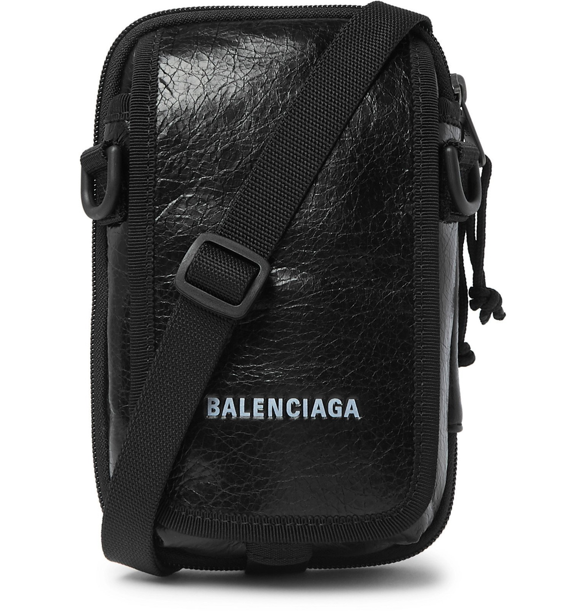 Vægt Dominerende Legitim Balenciaga - Arena Logo-Print Crinkled-Leather Pouch - Black Balenciaga
