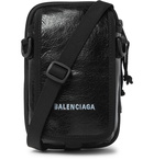 Balenciaga - Arena Logo-Print Crinkled-Leather Pouch - Black