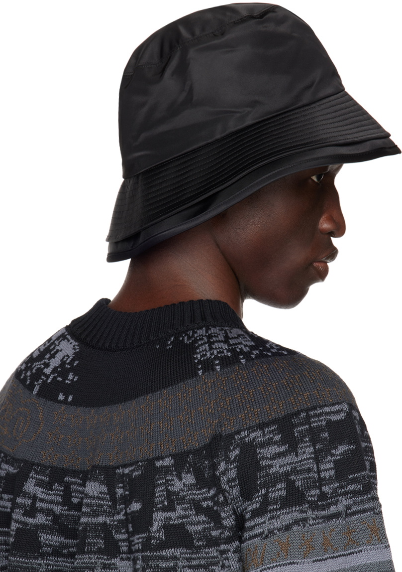 sacai Black Double Brim Bucket Hat Sacai