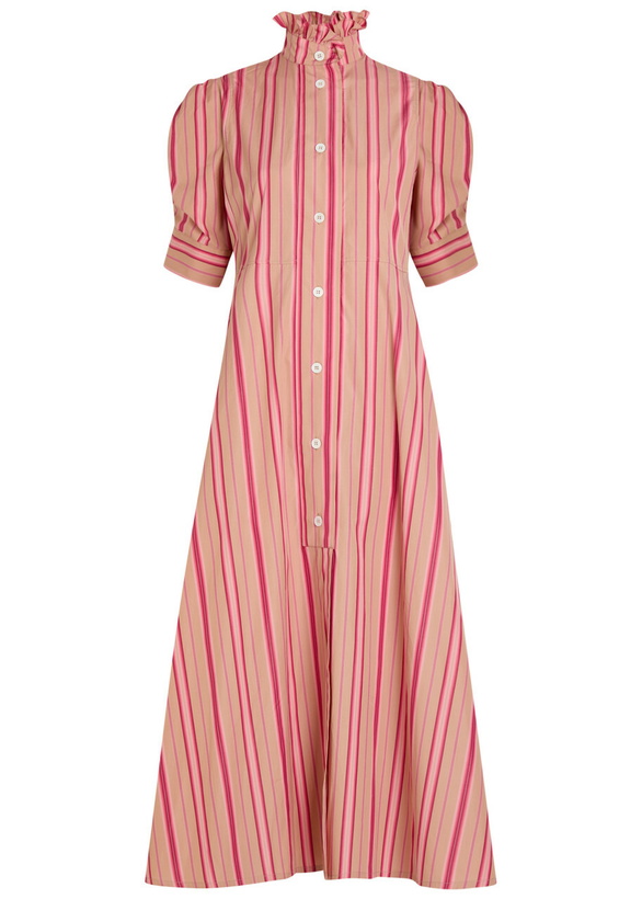 Photo: Thierry Colson Venetia Striped Cotton Midi Shirt Dress Pink