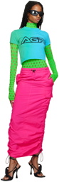 AGR Pink Drawstring Midi Skirt