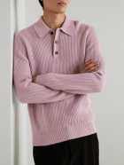 Mr P. - Ribbed Cashmere Polo Shirt - Pink