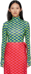 FENSI SSENSE Exclusive Green & Blue Waves Bodysuit