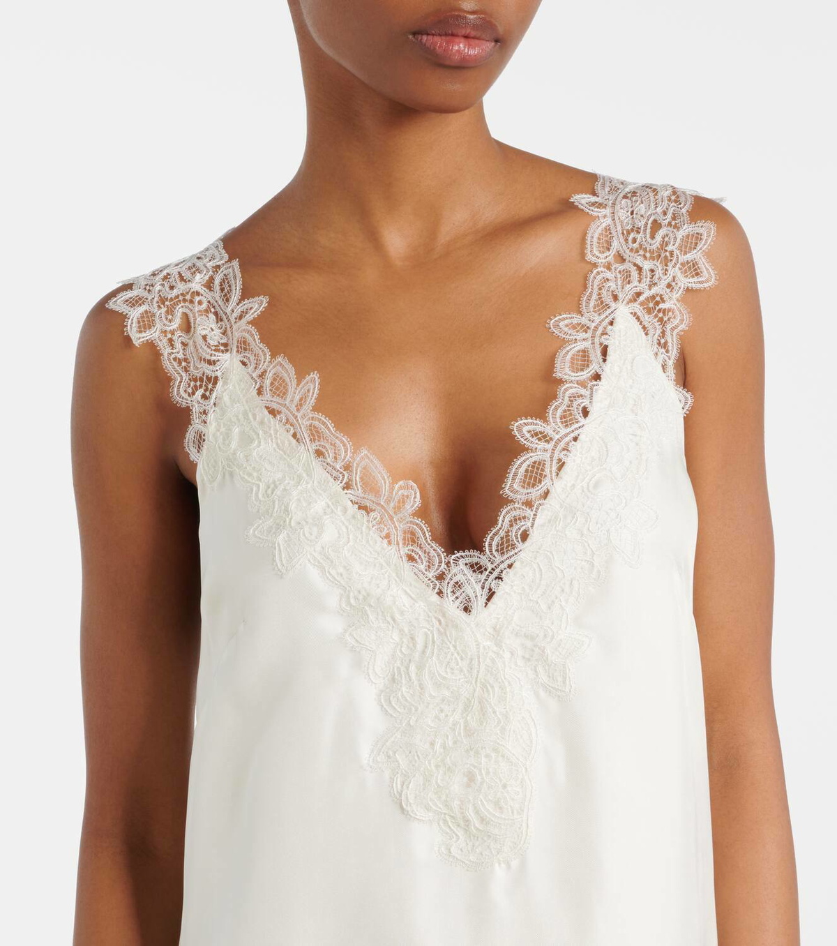 Rhe Lace-appliqu silk gown Rhe
