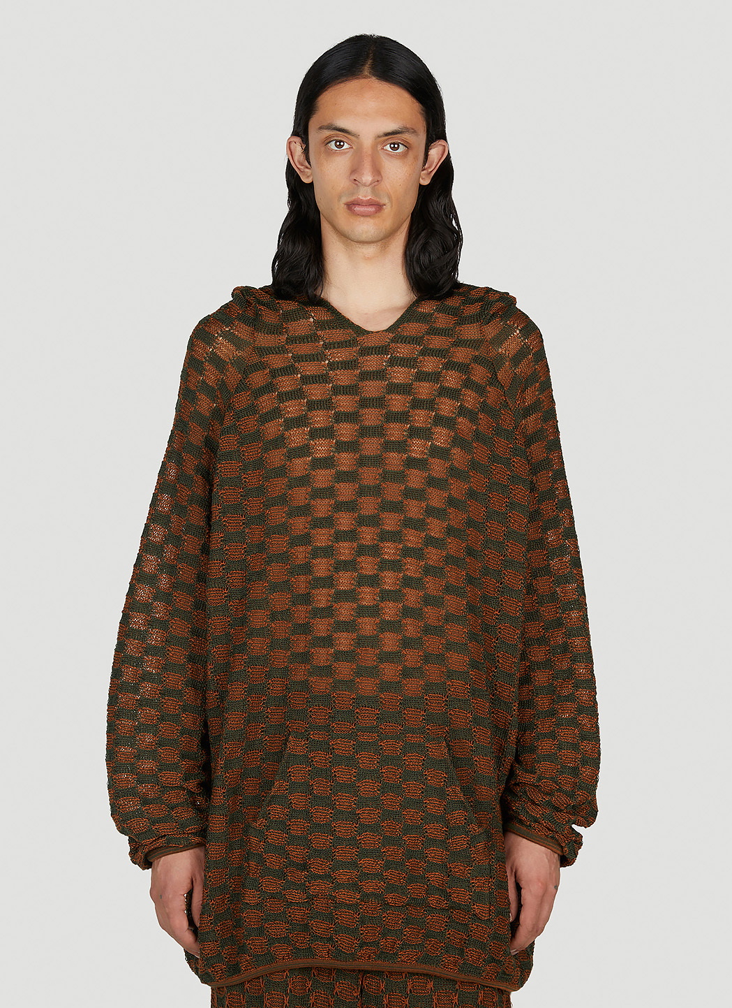 Isa Boulder Check Knit Hooded Sweater