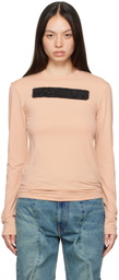 Y/Project Beige Logo Patch Long Sleeve T-Shirt