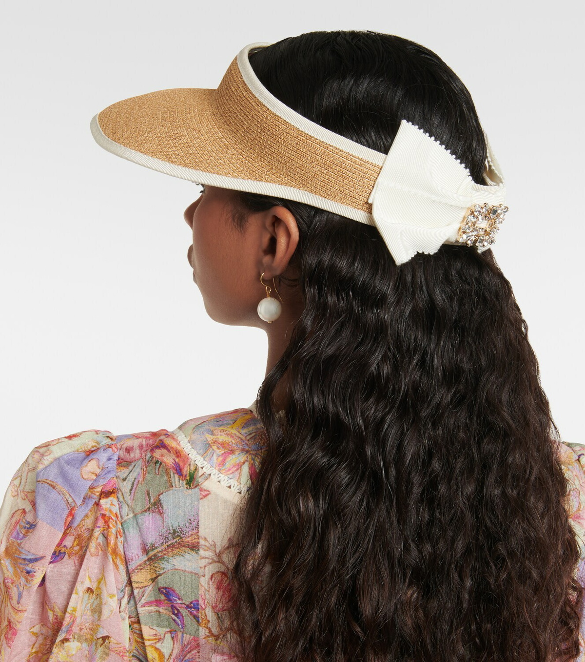Roger Vivier Buckled raffia-effect visor Roger Vivier