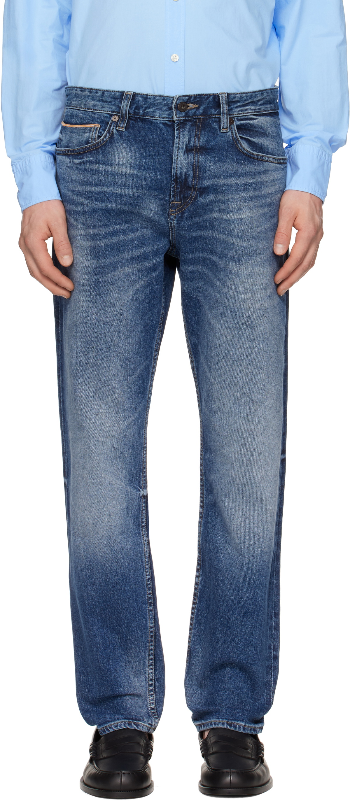 BOSS Navy Maine Regular-Fit Selvedge Denim Jeans