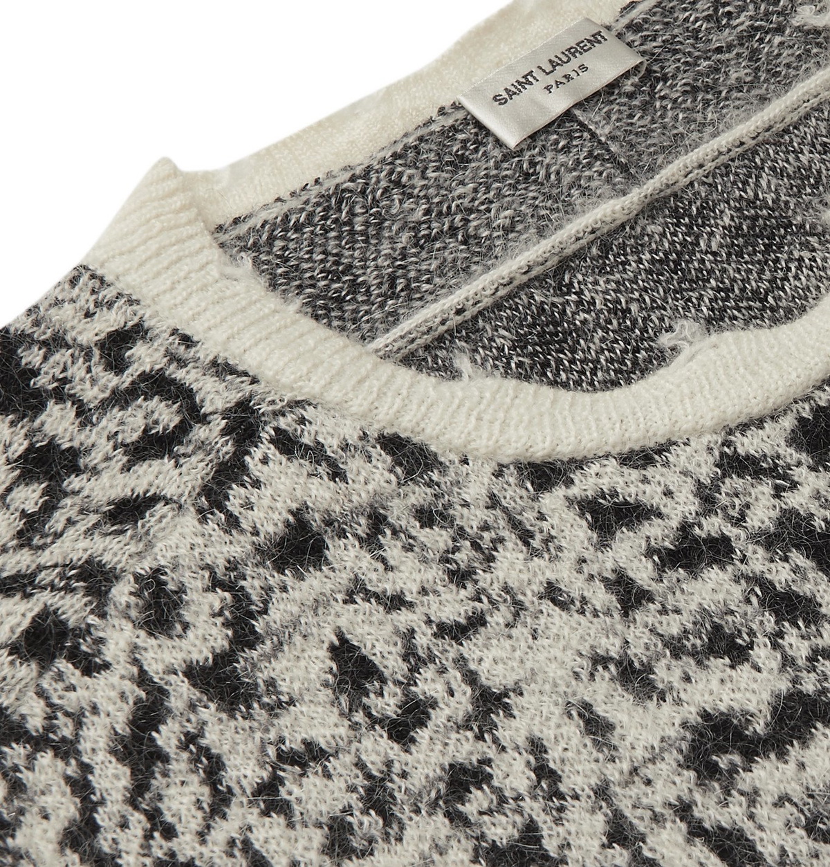 SAINT LAURENT - Distressed Leopard Jacquard Sweater
