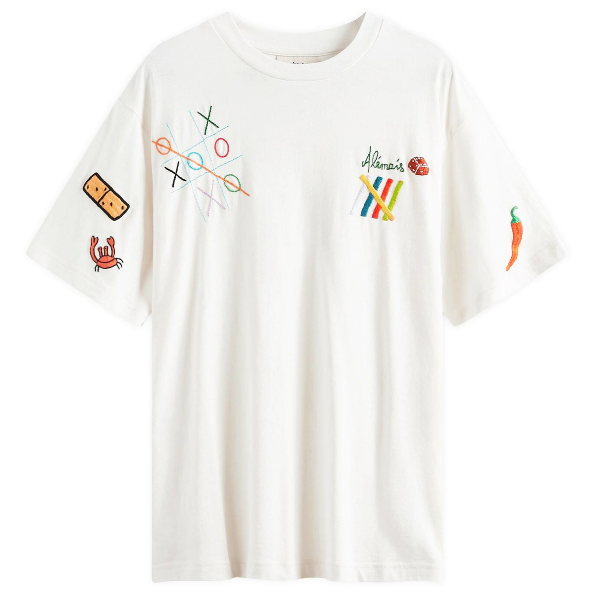 Alemais Women's Players Embroidered T-Shirt in Cream
