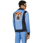Gucci Blue and Black Tiger Patch Zip-Up Jacket