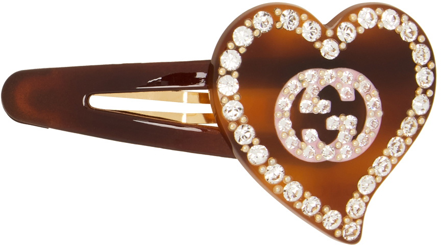 Gucci Tortoiseshell GG Heart Hair Clip Gucci display picture 2