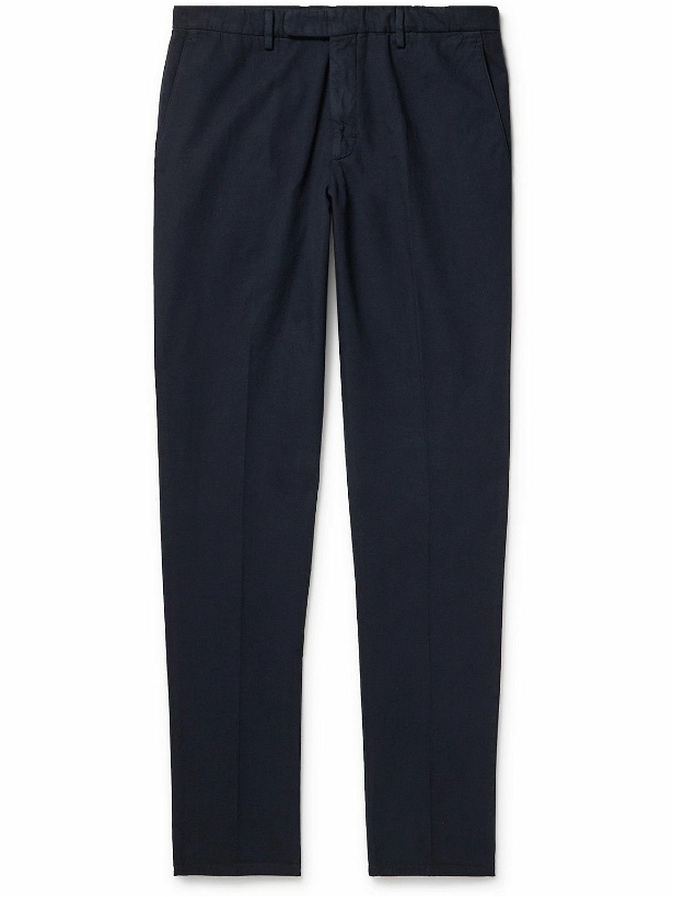 Photo: Boglioli - Tapered Cotton and Linen-Blend Twill Suit Trousers - Blue