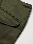 Monitaly - Straight-Leg Cotton-Satin Drawstring Cargo Trousers - Green