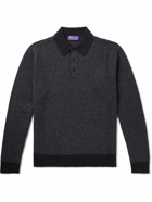 Ralph Lauren Purple label - Herringbone Cashmere Polo Shirt - Gray