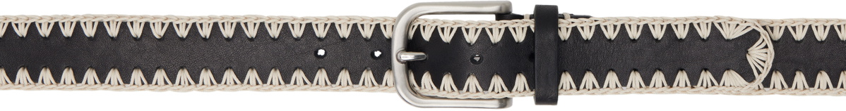 CMMN SWDN Black & Beige Crochet Leather Belt