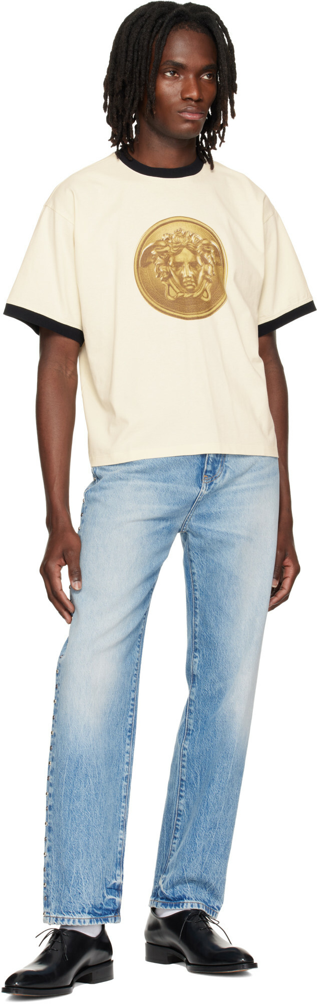 Versace White Printed Cotton-Jersey Regular T-shirt