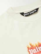 Palm Angels - Logo-Print Cotton-Jersey T-Shirt - Neutrals
