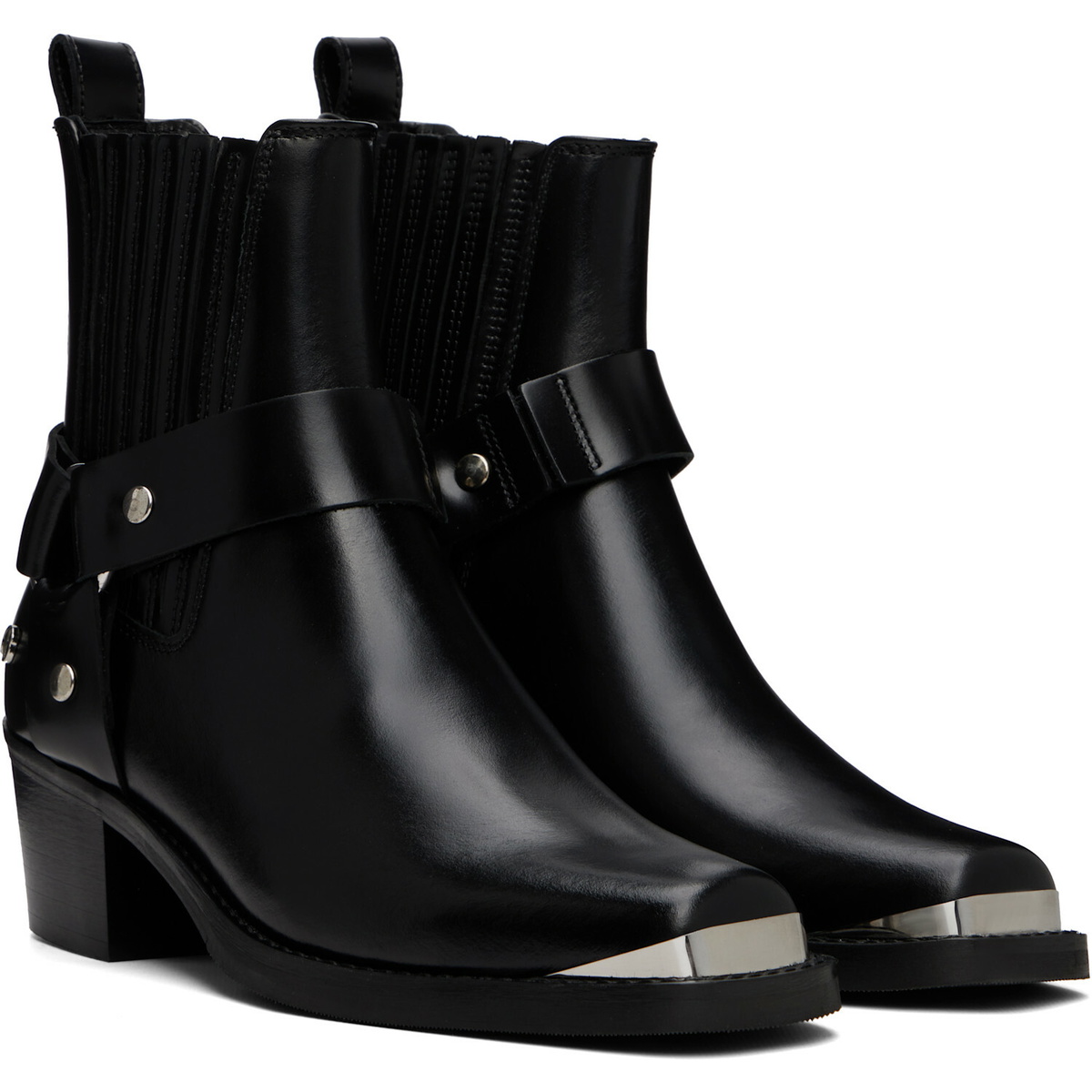 ANINE BING Black Mid Biker Boots