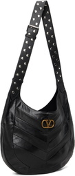 Valentino Garavani Black Boho Nappa Leather Chevron Pattern Bag