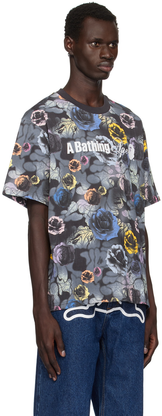BAPE Black Floral Solid Camo Logo Relaxed Fit T-shirt A Bathing Ape