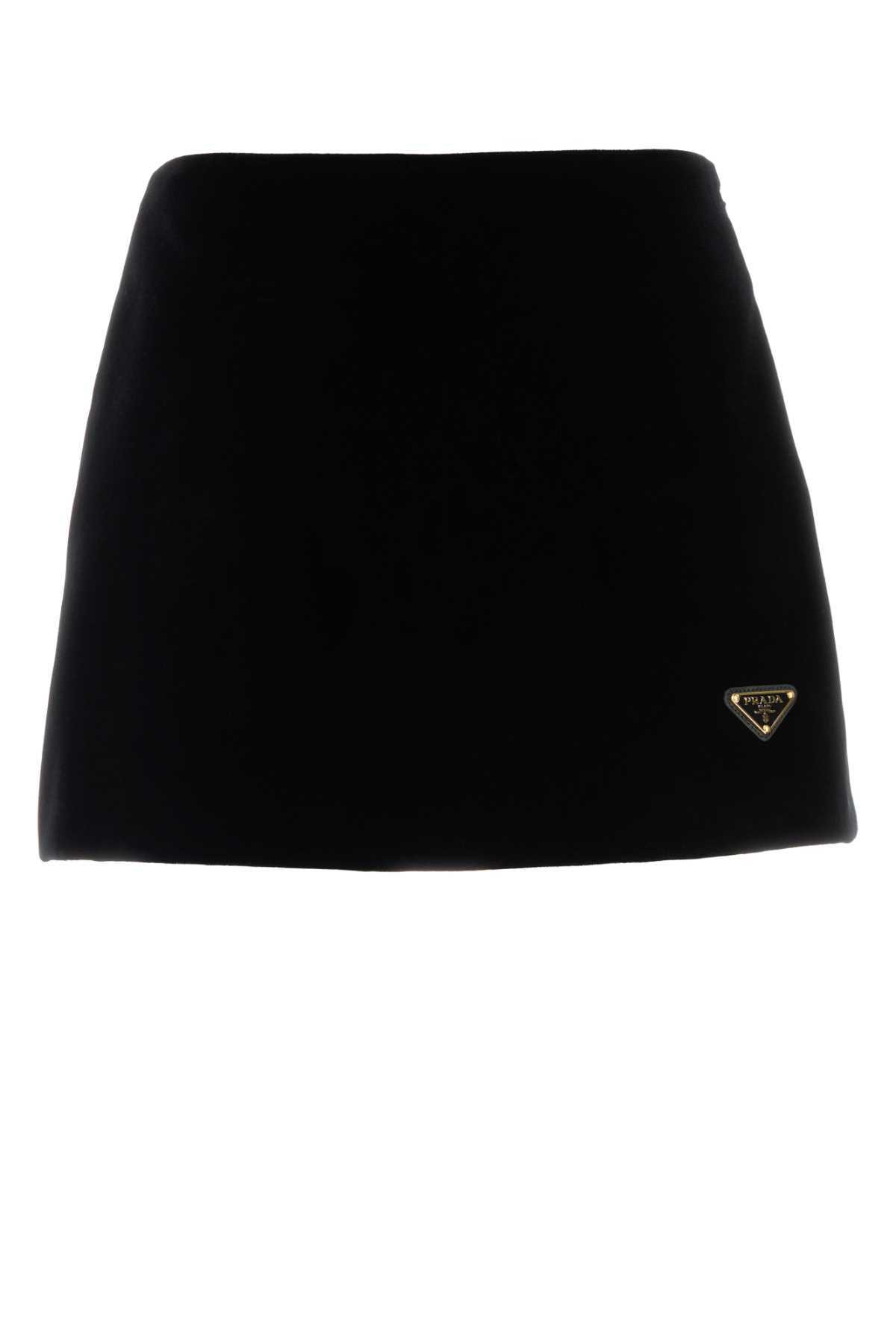 Prada Black Velvet Mini Skirt