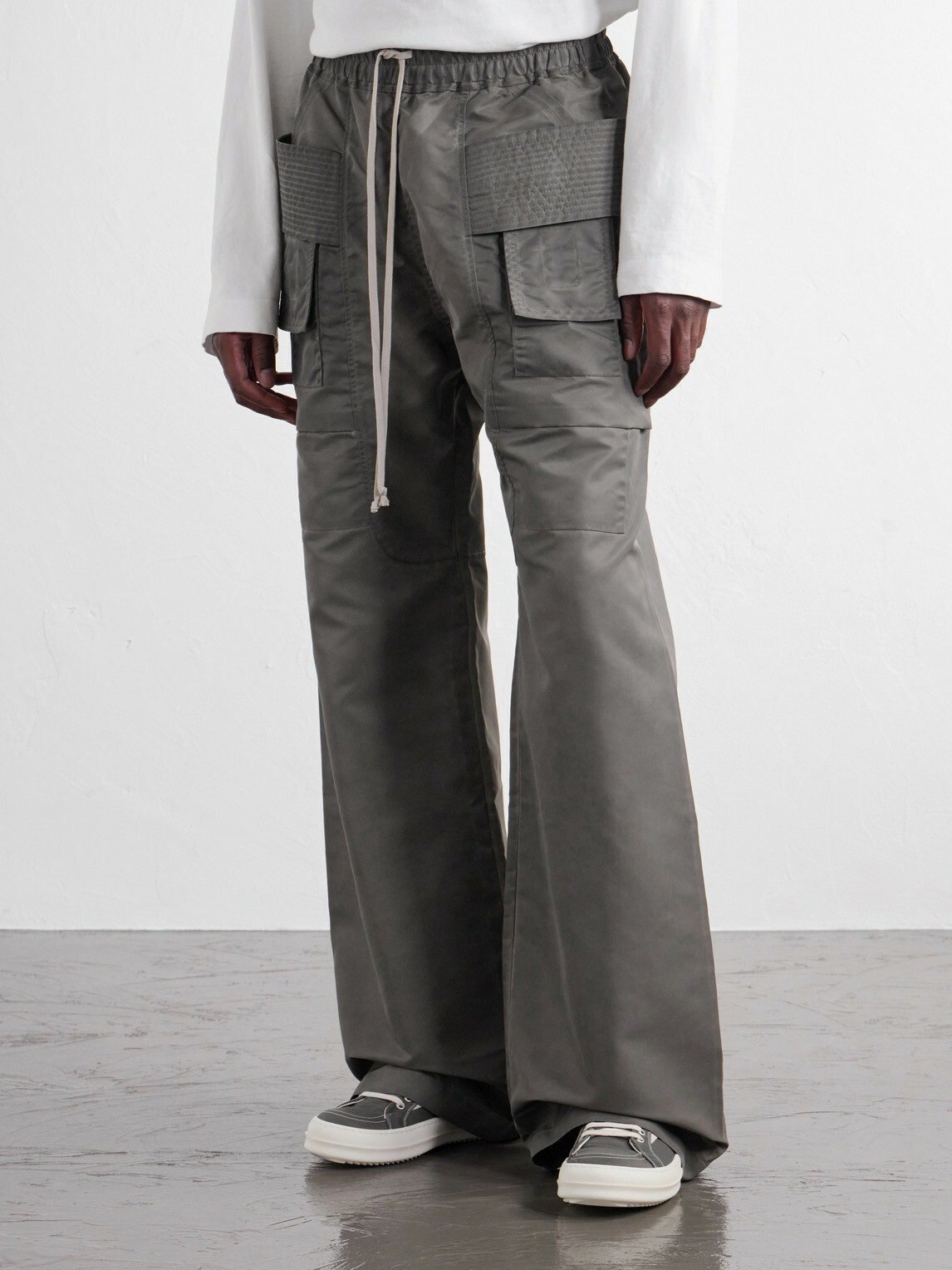 DRKSHDW by Rick Owens - Creatch Wide-Leg Shell Drawstring Cargo Trousers - Gray