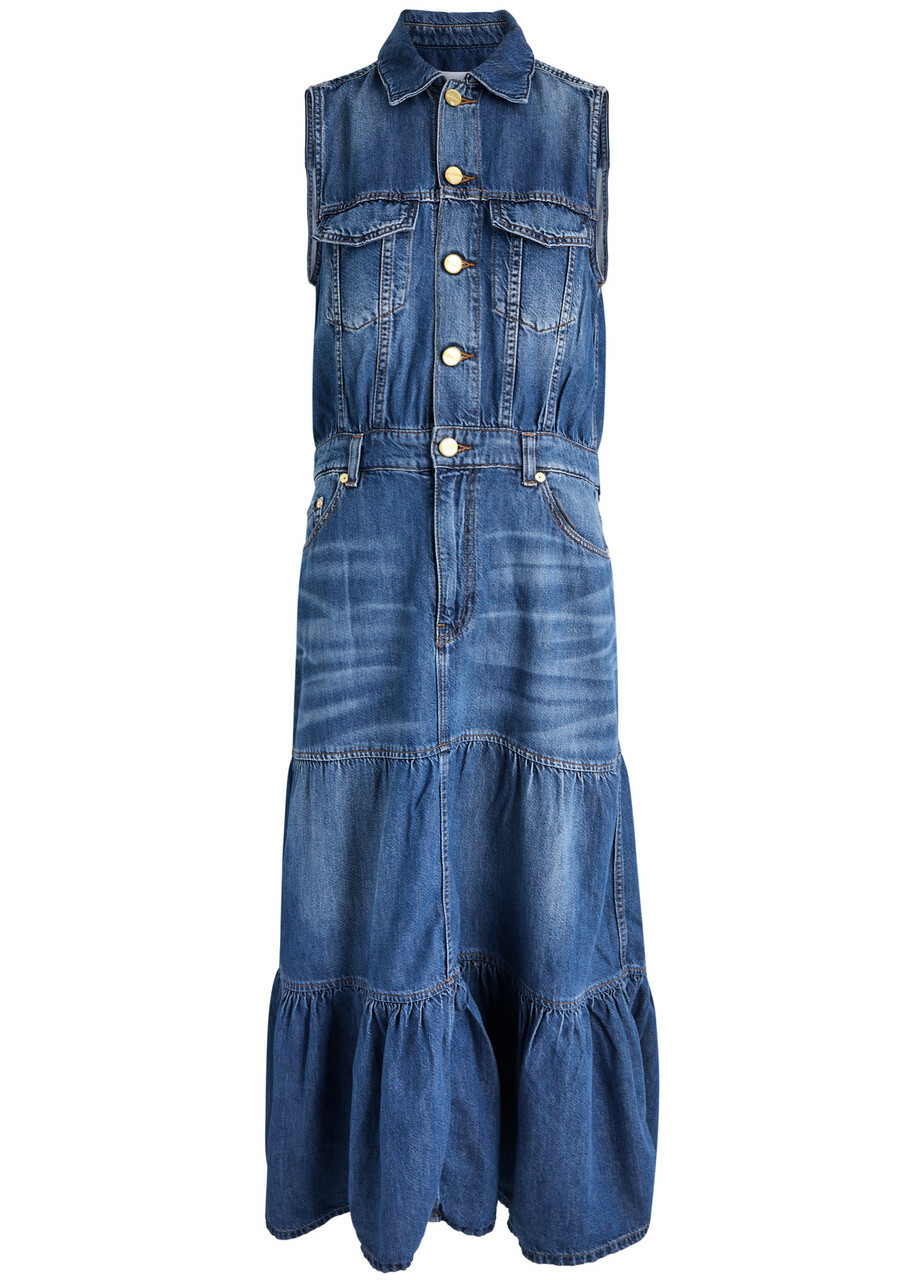 Ganni Tiered Denim Midi Dress GANNI