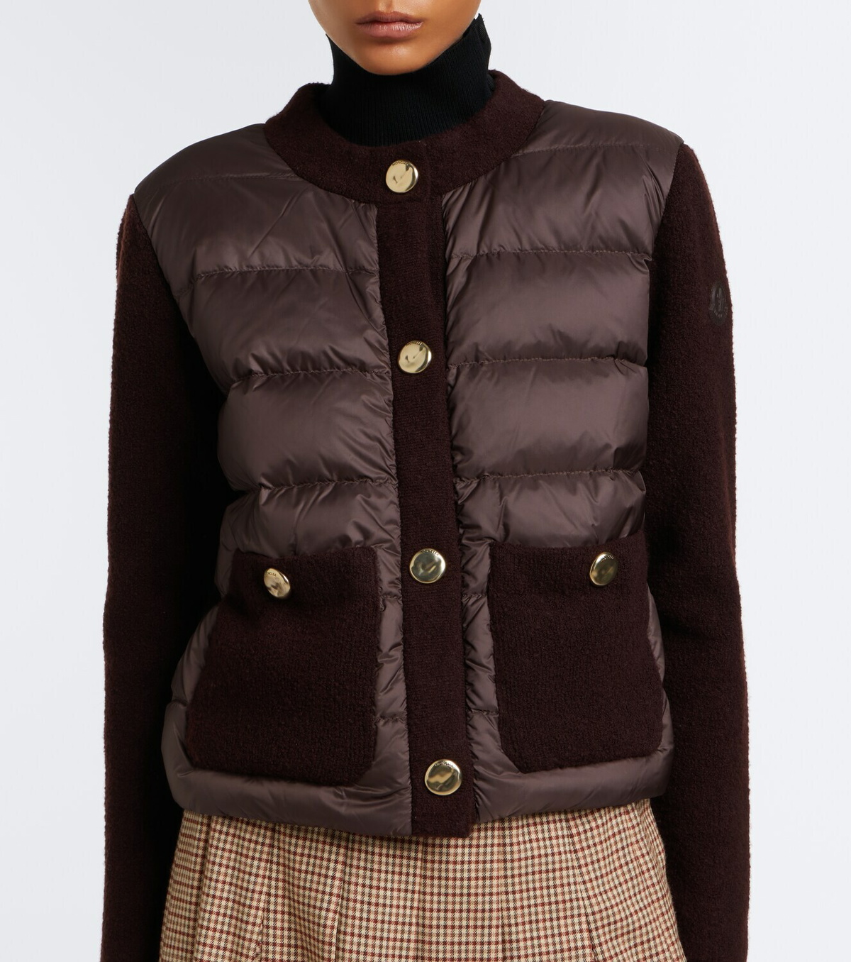 Moncler Down-paneled wool-blend cardigan