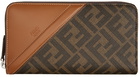 Fendi Brown & Tan 'Forever Fendi' Zip-Around Wallet