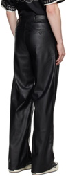 AMIRI Black Double Pleat Faux-Leather Trousers