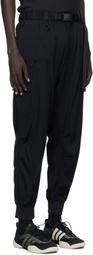 Y-3 Black Rayon Twill Cuffed Cargo Pants