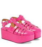 Loewe Glitter patent leather platform sandals
