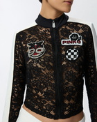 Pinko Light Lace Jacket With Embroidered Patches Black/White