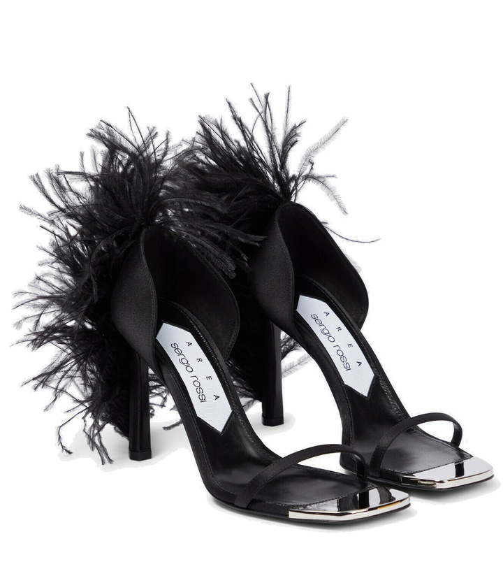 Photo: Area x Sergio Rossi Amazona feather-trimmed sandals