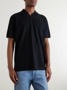 Ralph Lauren Purple label - Cotton and Cashmere-Blend Piqué Polo Shirt - Black