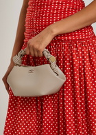 Ganni Bou Mini Leather top Handle bag - Grey - One Size