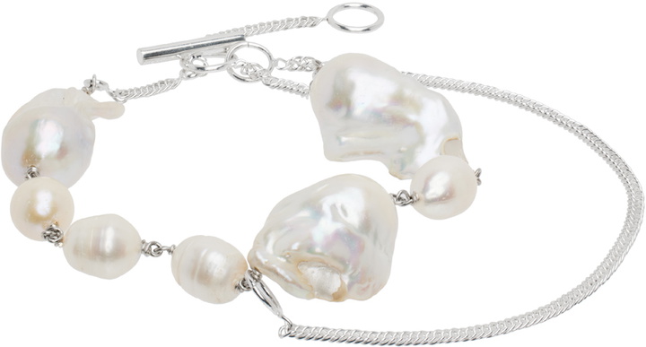 Photo: Jil Sander Silver & Off-White Pearl Bracelet