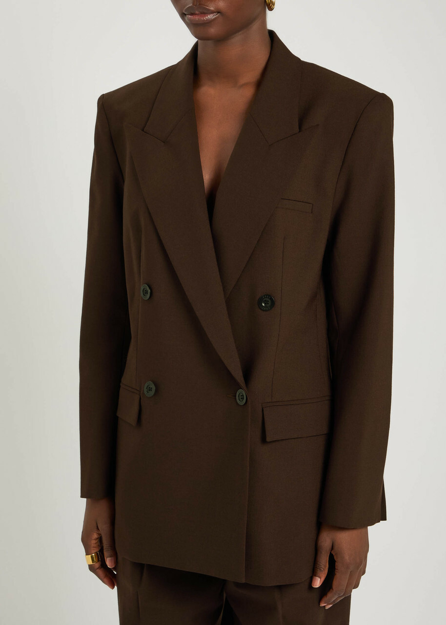 Esse Studios Onus Double-breasted Woven Blazer Bronze
