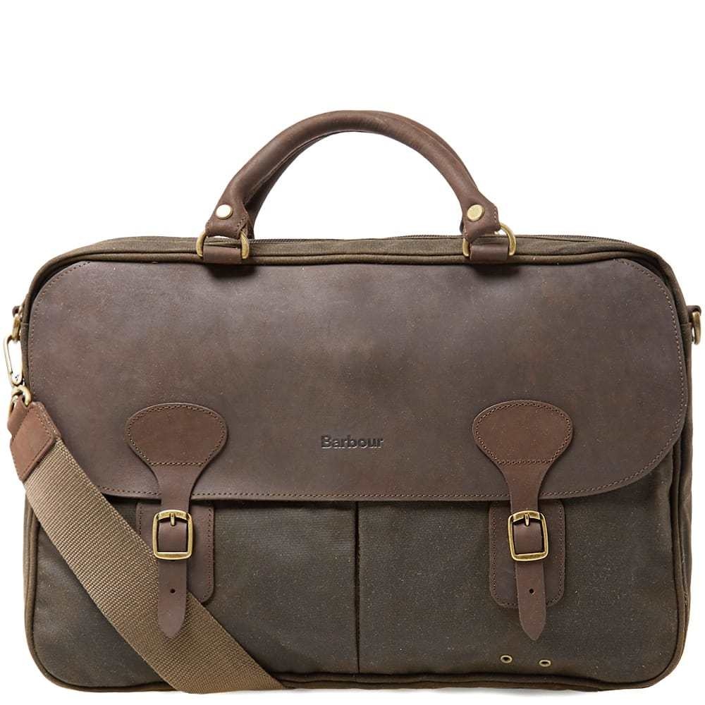 Photo: Barbour Wax Leather Briefcase Green