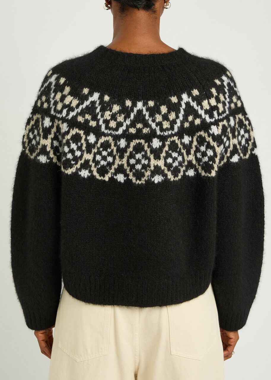 Nili Lotan Chrissy Patterned Cashmere and Silk-blend Jumper Black