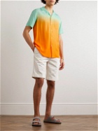OAS - Sunset Grade Camp-Collar Matte-Satin Shirt - Orange