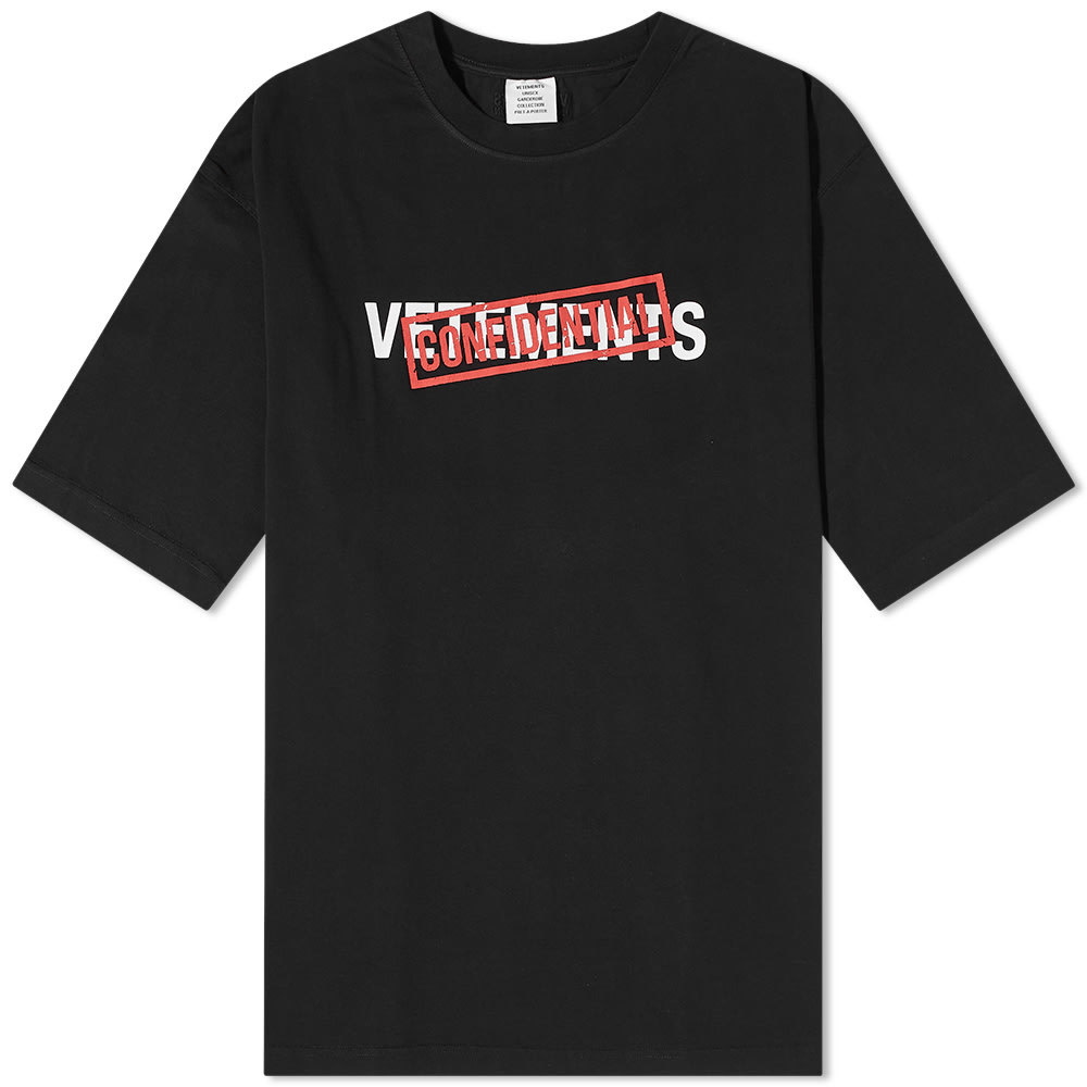 VETEMENTS Women's Confidential Logo T-Shirt in Black
