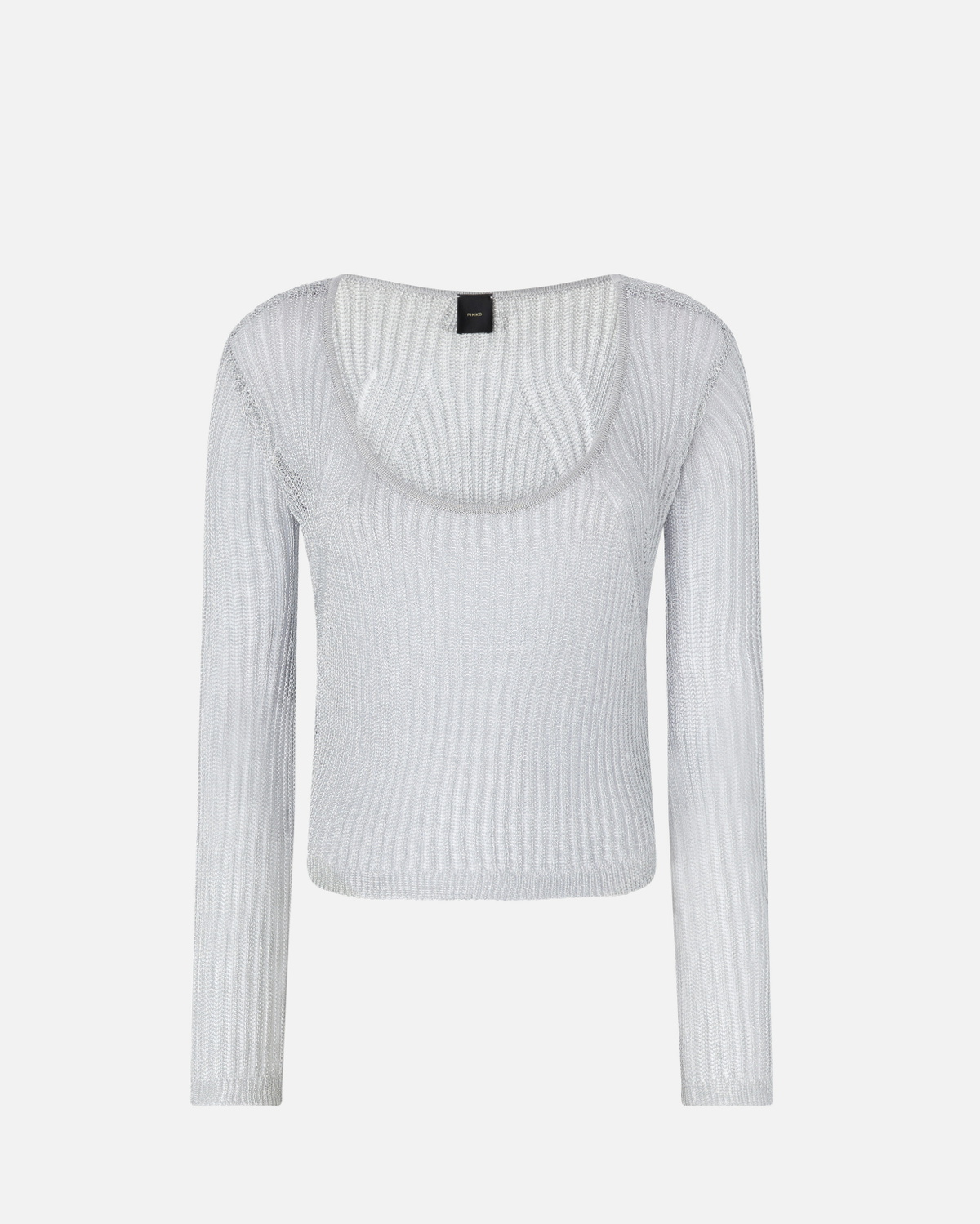Pinko Metallic Transparent Sweater With Wide Neckline Pearl Grey